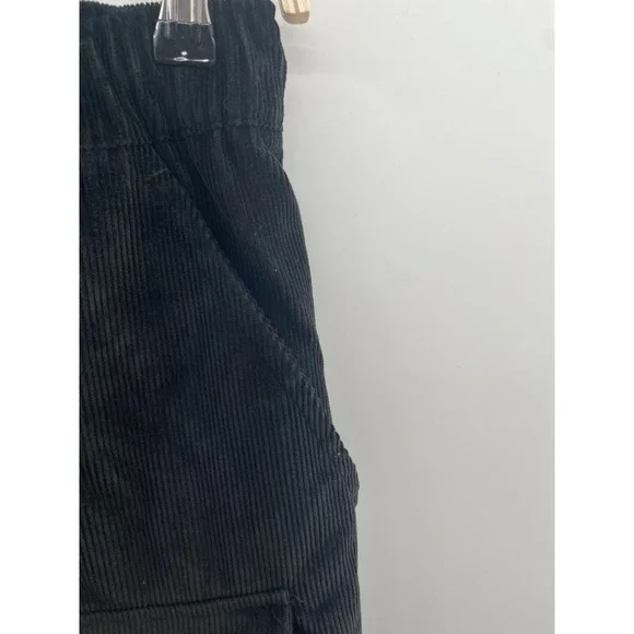 NWT Adidas Graphic Regular Corduroy Pant Men's Small Black Elastic Waist Pockets